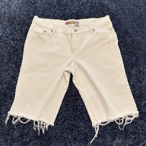 Old‎ Navy Women's Ultra Low Waist Long White Shorts Size 14-Vintage-Y2K